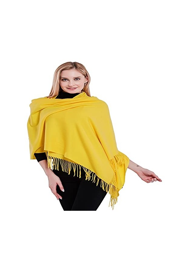 CJ Apparel Jaune Épaisse Solide Couleur Unie Conception Népalaise Châle écharpe étole Wrap Châles Pashminas Nouvelle