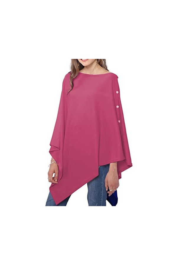 DiaryLook Poncho châle polyvalent pour femme avec boutons sensation cachemire, rose poudré, taille unique