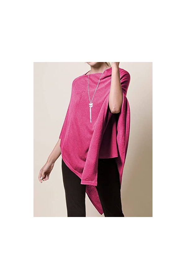 DiaryLook Poncho châle polyvalent pour femme avec boutons sensation cachemire, rose poudré, taille unique