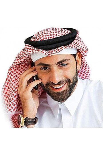 AYIDBE Écharpe Shemagh Arabe pour Homme Foulard Kaffiyeh du Moyen-Orient Classique Turban Hijab Musulman avec Bandeau Confort