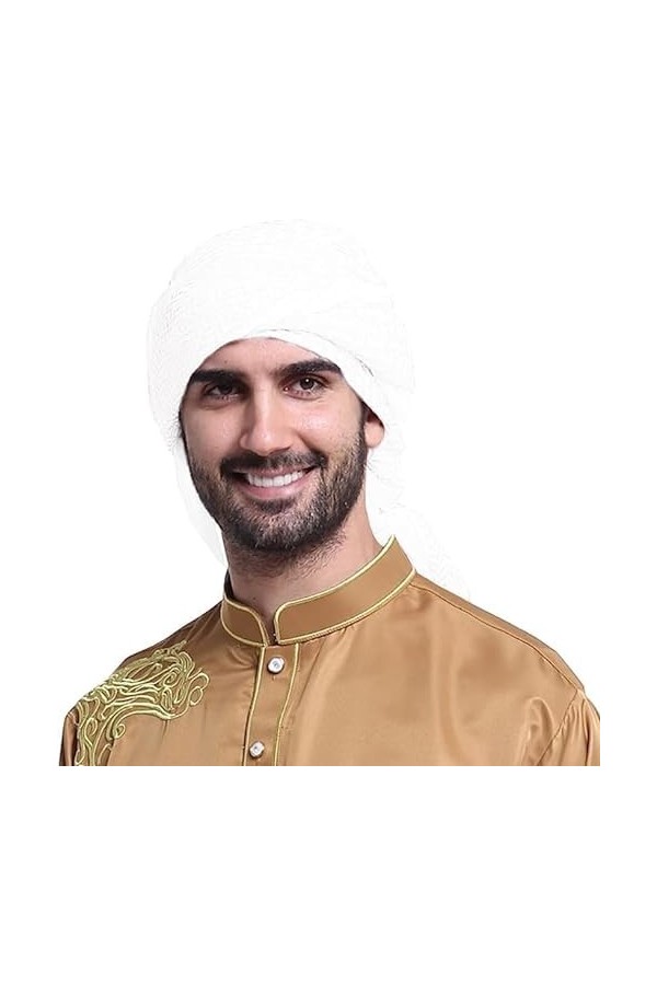 AYIDBE Écharpe Shemagh Arabe pour Homme Foulard Kaffiyeh du Moyen-Orient Classique Turban Hijab Musulman avec Bandeau Confort