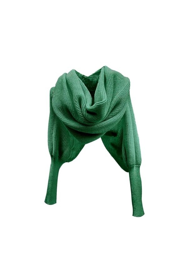 MoreChioce écharpe Femme Chaude,Multifonctionnel Foulard Tricot avec Manches Châle Hiver Echarpe Élégante,Vert Foncé