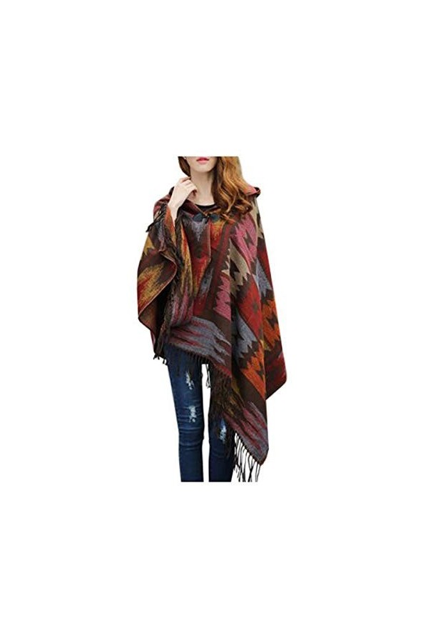 MeiPing Manteau De Cape Bohème Wraps Femme Manteaux Châle Temps Froid