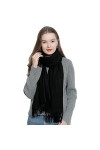 DonDon Écharpe femme hiver chaud et douce Châle Etole Foulard 185 x 65 cm - noir
