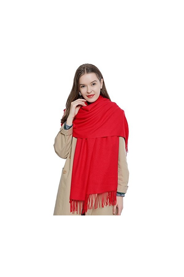 DonDon Écharpe femme hiver chaud et douce Châle Etole Foulard 185 x 65 cm - noir