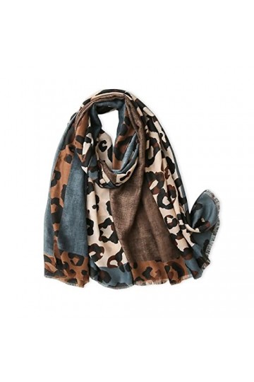 LumiSyne Foulard Imprimé Léopard Pour Femme Imprimé Animal Mode Echarpe En Coton Lin Avec Gland Longue Grand Écharpe Légère C