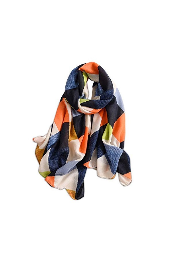 LumiSyne Printemps Écharpe Femmes Fille Doux Mince Coton Écharpe Couleurs Mélangées Géométrique Lettre Motif Mode Châle Chaud