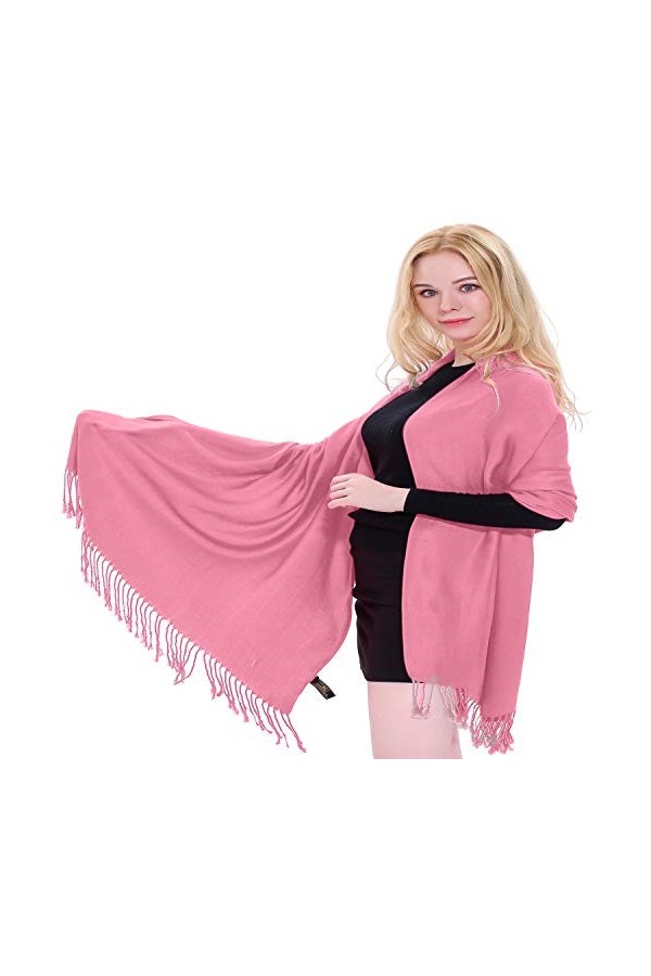 CJ Apparel Rose Corail Solide Couleur Unie Conception Népalaise Châle écharpe étole Wrap Châles Pashminas Nouvelle