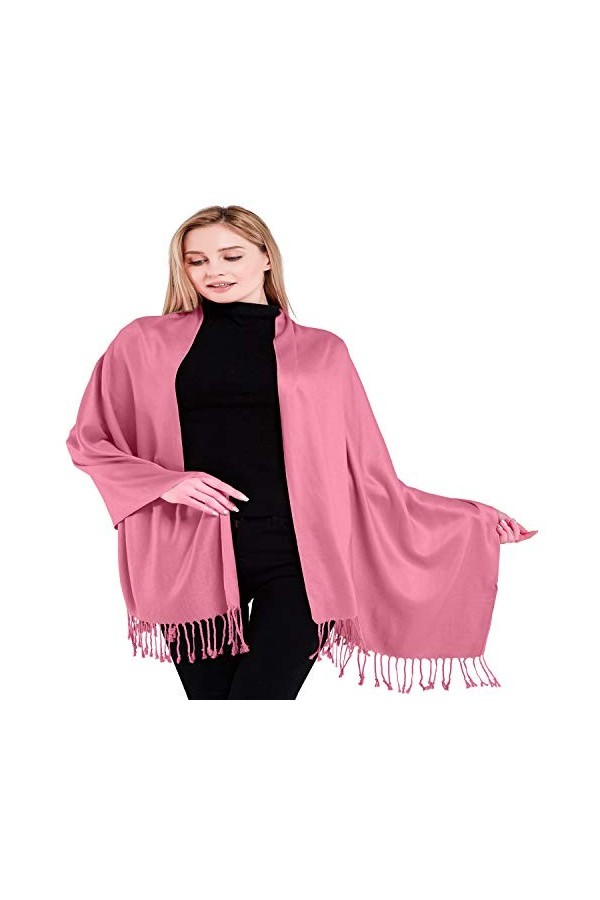 CJ Apparel Rose Corail Solide Couleur Unie Conception Népalaise Châle écharpe étole Wrap Châles Pashminas Nouvelle