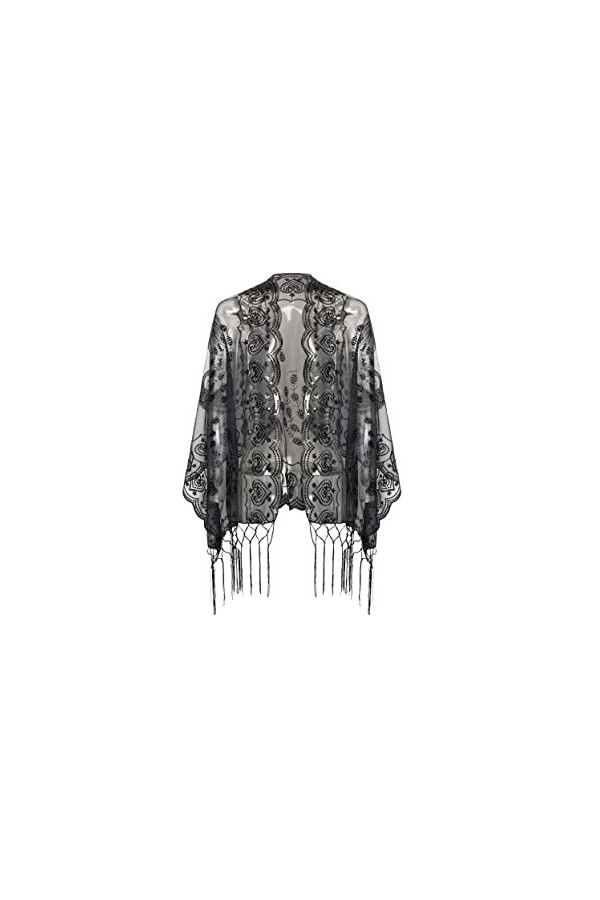 Coucoland Étole rétro des années 1920 pour femme - Motif paon - Pour robe de soirée - Vintage - Accessoire de costume de Gats