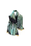 LumiSyne Femme Foulard En Soie Fleurs Feuilles Plante Imprimé Mode Élégant Style Long Echarpes Doux Chaude Etole Châle De Pla