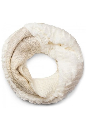 styleBREAKER écharpe snood à maille avec motif rayures effet vagues, fourrure synthétique, écharpe en maille, pour femmes 010