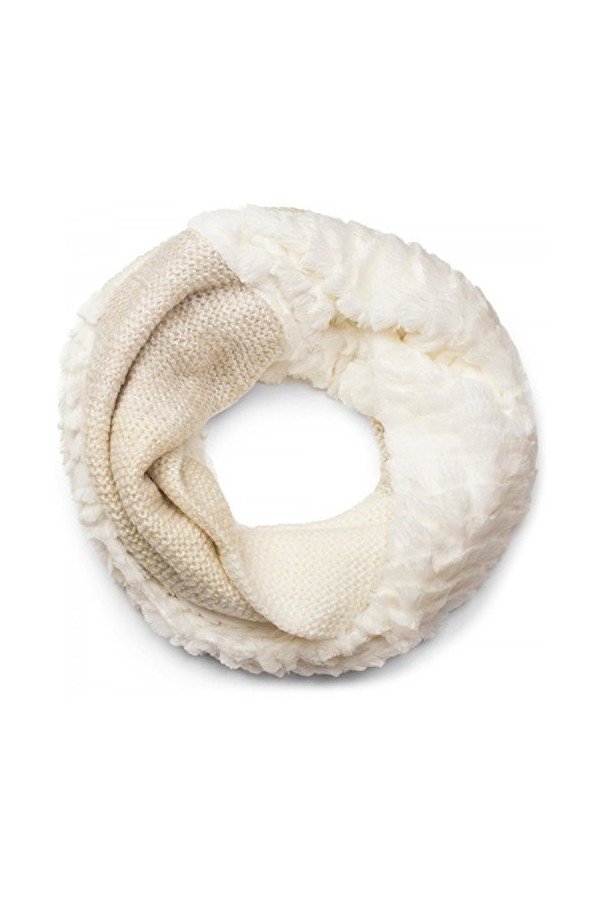 styleBREAKER écharpe snood à maille avec motif rayures effet vagues, fourrure synthétique, écharpe en maille, pour femmes 010