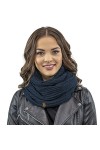 VIVISENCE Femme Écharpe Tube Cache-Cou Classique Et Élégant 7017S, Fabriqué En UE, Bleu Marine,UNI