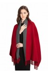 MOWEN Écharpe en cachemire pour femmes surdimensionné Pashmina Grandes écharpes chaudes Wraps 2 tons Couleur unie pour lauto
