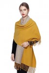 MOWEN Écharpe en cachemire pour femmes surdimensionné Pashmina Grandes écharpes chaudes Wraps 2 tons Couleur unie pour lauto