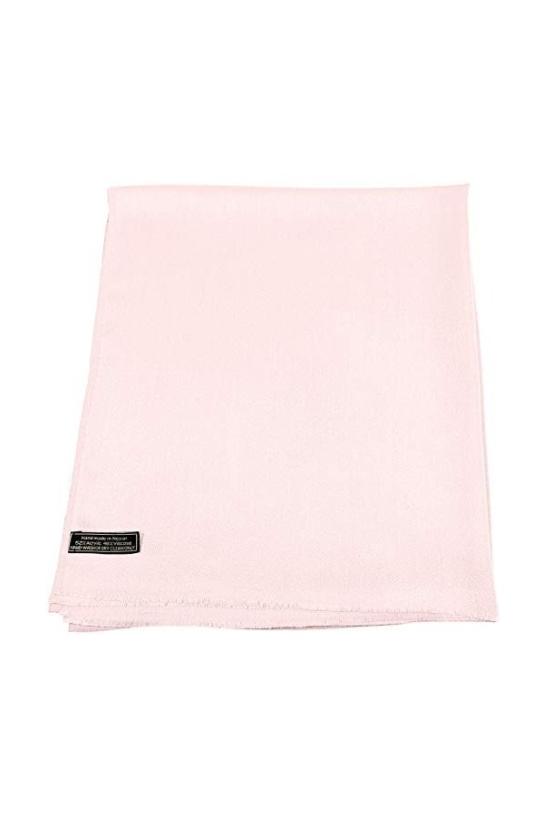 CJ Apparel Châle à franges du Népal Couleur unie, rose clair, taille unique