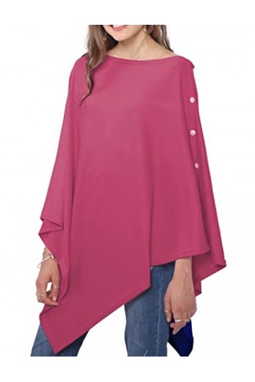 DiaryLook Poncho châle polyvalent pour femme avec boutons sensation cachemire, rose poudré, taille unique