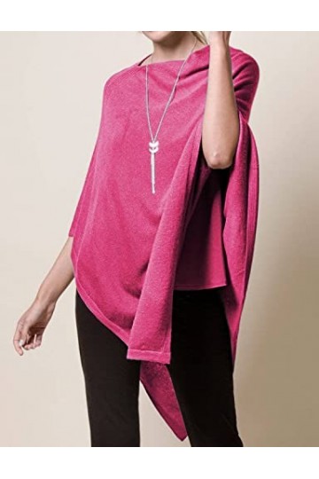 DiaryLook Poncho châle polyvalent pour femme avec boutons sensation cachemire, rose poudré, taille unique
