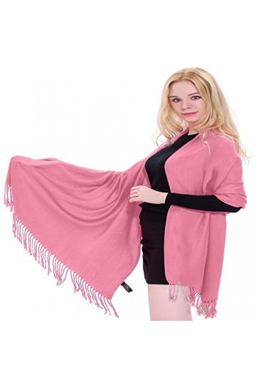 CJ Apparel Rose Corail Solide Couleur Unie Conception Népalaise Châle écharpe étole Wrap Châles Pashminas Nouvelle