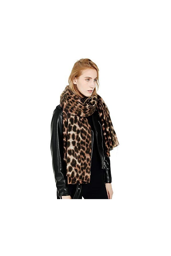 Superora Écharpe Châle Foulard Motif Léopard Femme Automne Hiver