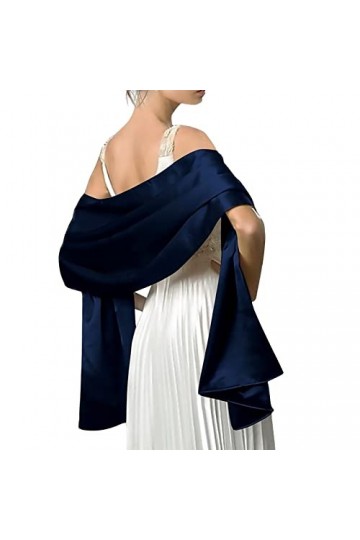 LumiSyne Femme Etole Châle Wrap En Satin Soyeux Unicolore Mousseline Belle Écharpe Pour Demoiselles Mariée Mariage Soirée Cér