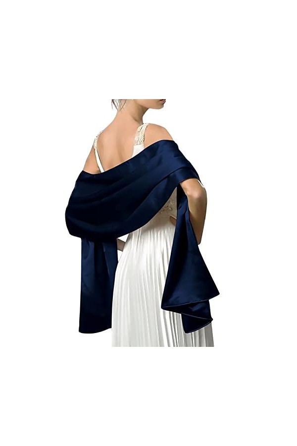 LumiSyne Femme Etole Châle Wrap En Satin Soyeux Unicolore Mousseline Belle Écharpe Pour Demoiselles Mariée Mariage Soirée Cér