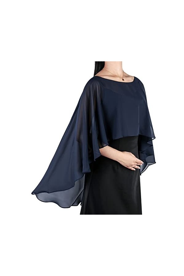 Ladiery Capes en mousseline de soie transparente pour femme, châles légers et enveloppements pour robe de soirée, rouge profo