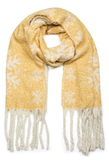 styleBREAKER Châle douillet en tissu pour femme avec un motif flocons de neige et des franges, écharpe dhiver, étole, foular