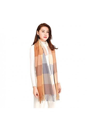 Longwu Femmes Doux Tartan Cachemire Laine Écharpe Chaud Grand Long Rides Pashminas Châle et Wrap Hiver Étole Couverture pour 