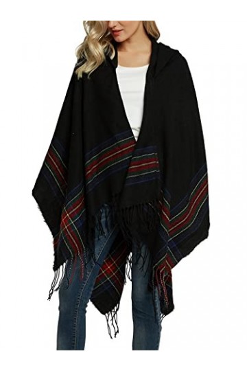 Wantonfy Femmes Poncho Tricoté Cachemire Surdimensionné Couverture Cape Châle Cape Cape Capsules avec Bord Crochet Poncho Car