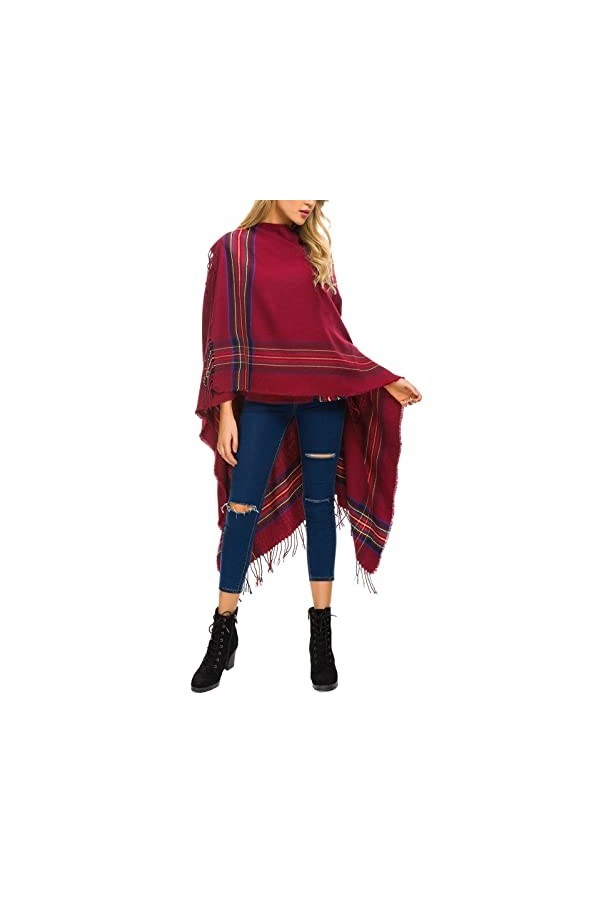 Wantonfy Femmes Poncho Tricoté Cachemire Surdimensionné Couverture Cape Châle Cape Cape Capsules avec Bord Crochet Poncho Car