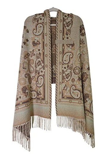 GFM® Châle en cachemire mélangé floral pour lautomne et lhiver paischl , Paisshl-b-tr-beige, L