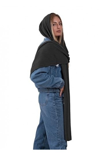 Écharpe à capuche pour femme ou fille - en laine mélangée angora - tricotée - cache-oreilles, cache-cou et cache-tête - Fabri