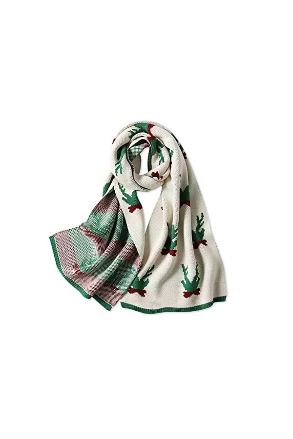 LumiSyne Hiver Écharpe Femme Echarpe De Noël Tricoté Réversibles Renne Flocon De Neige Longue Chaud Pashmina Châle Etoles Épa