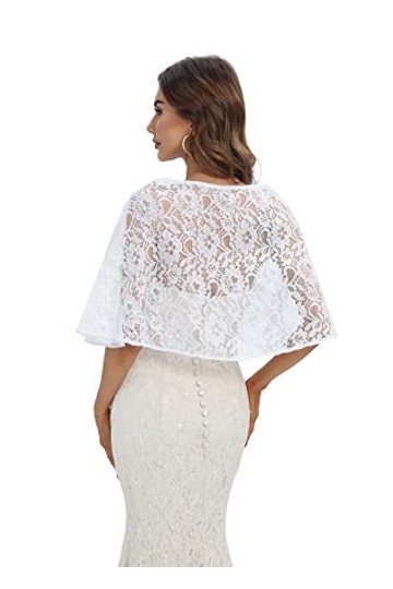 keivvsh Capelettes en mousseline de soie pour femme, Blanc dentelle, taille unique
