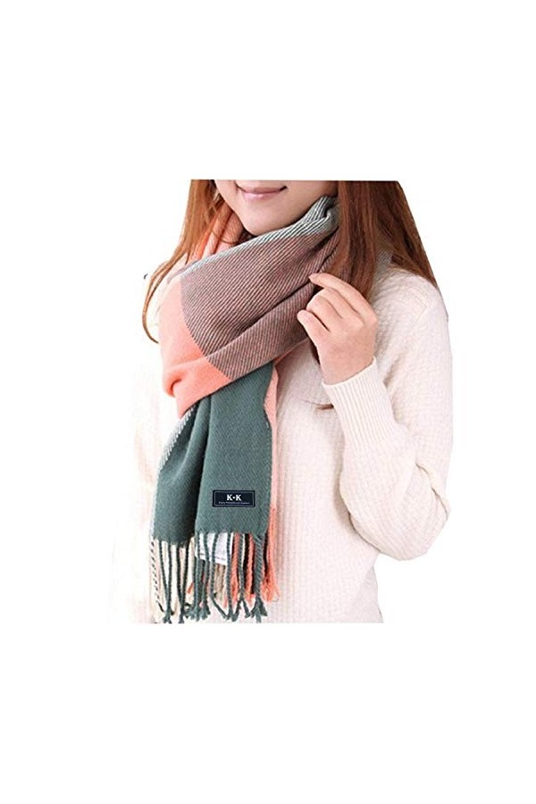 KQueenStar Écharpe Femme Hiver-Écharpe Femme Carreaux,Écharpe à Franges en Cachemir Longue Garder au Chaud Peut être Utilisé 