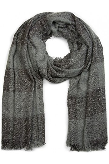 styleBREAKER châle à carreaux avec franges, châle tricoté pour lhiver, très chaud et très doux unisexe 01018146, couleur:Gri