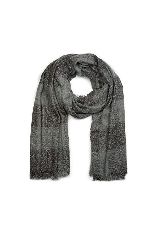 styleBREAKER châle à carreaux avec franges, châle tricoté pour lhiver, très chaud et très doux unisexe 01018146, couleur:Gri