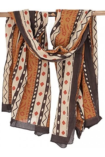 Guru-Boutique, Tissu Mince, Paréo, Tapisserie, Jupe Portefeuille, Robe Paréo 113, Brun, Coton, Size:Taille Unique, 190x120 cm