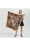 LA FERANI - Écharpe de designer 130 x 130 cm pour femme en soie étole écharpe pashma châle roses noir pour femme accessoire c