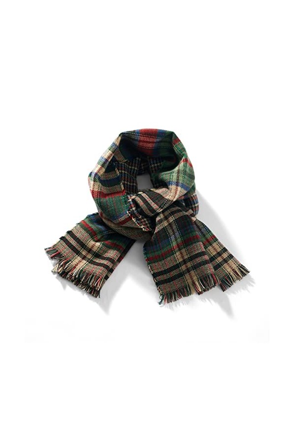 ORANZT Écharpe à Carreaux Longue Réversible Écharpe Châle Hiver Automne Cadeau de Noël pour Femme - Vert