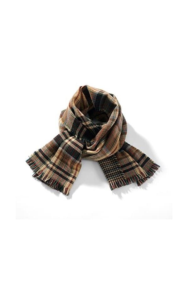 ORANZT Écharpe à Carreaux Longue Réversible Écharpe Châle Hiver Automne Cadeau de Noël pour Femme - Vert