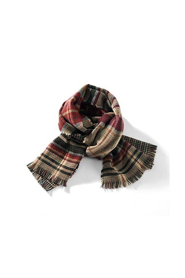 ORANZT Écharpe à Carreaux Longue Réversible Écharpe Châle Hiver Automne Cadeau de Noël pour Femme - Vert