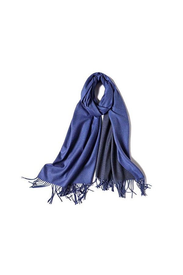 MMYOMI Écharpe dhiver double couleur grande écharpe douce châle long chaud Wrap pour femmes et hommes, Bleu royal 21, 200 * 