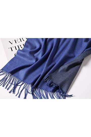 MMYOMI Écharpe dhiver double couleur grande écharpe douce châle long chaud Wrap pour femmes et hommes, Bleu royal 21, 200 * 