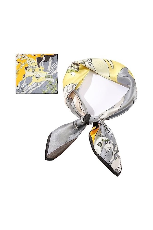 ZhaoCo Foulard Carré en 100% Soie de Mûrier, 66 x 66cm / 26 x 26 Pouces Petit Chaude Léger Écharpe Bandana en Satin pour Femm