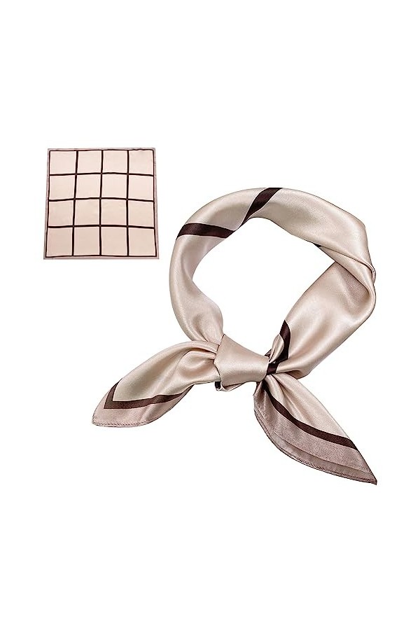ZhaoCo Foulard Carré en 100% Soie de Mûrier, 66 x 66cm / 26 x 26 Pouces Petit Chaude Léger Écharpe Bandana en Satin pour Femm