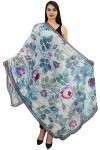 Phagun Foulard bleu Wrap Floral long Sarong Femmes dete Chale Echarpes-voile de coton