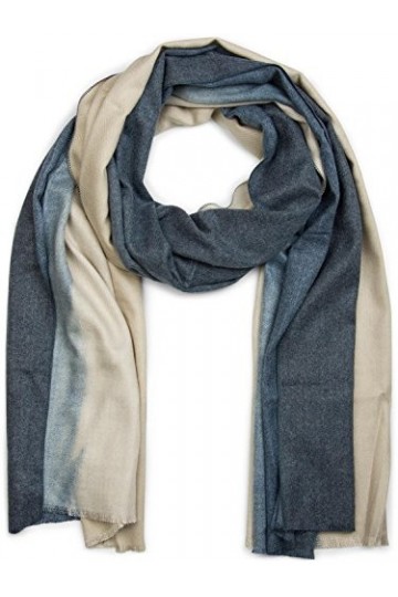 styleBREAKER châle doux en cachemire, à dégradé de couleurs, frange, tissu, femme 01018145, couleur:Beige-bleu foncé